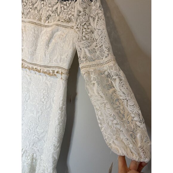 NWT ML Monique Lhuillier Ivory Lace Bridal Sample Ankle Length Dress Sz 4 [jb] - Picture 5 of 8